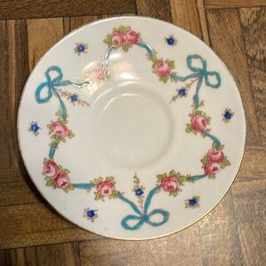 Saucer only! Blue Bow pattern, Crown Staffordshire, England. Rare, collectible!